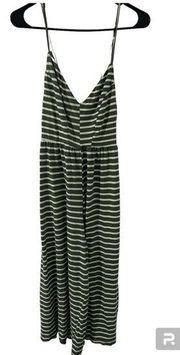 Green and White Stripped Spaghetti Jumpsuit Romper in Small