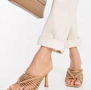 NWOT  Nyle Caged High Heeled Mules in Beige | SZ US 6