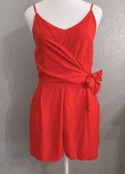 Lightweight RED Wrap Front SHORTS ROMPER summer party wedding 4th of July Small