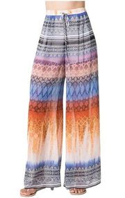 Bebe Wide Leg Printed Chiffon Pants 4