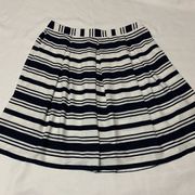 Roz & Ali White & Navy Blue pleated striped skirt