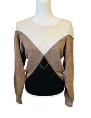 Women's Vintage Sweater Jeweled Geometric Pattern Size Small