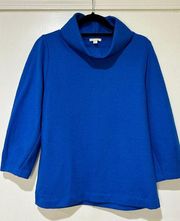 COS Women's Size XS Cowl Neck Shirt Royal Blue Wool 3/4 Sleeve Blouse Knit Top