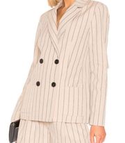 Tibi Tropical Wool Double Breasted Pinstripe Blazer