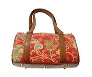 NEW Vintage Windsor & York Tapestry Leaf Theme Satchel Barrel Bag