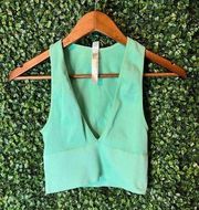 Urban Outfitters  Ribbed Teal Cropped Plunge Tank Top Size Small