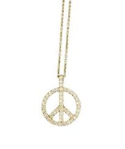 Giani Bernini Sterling Silver Peace Sign Necklace in Gold-Tone MSRP $60 NWT