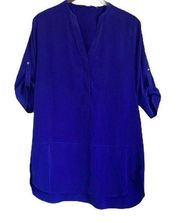 𝅺ZOA New York Blue Tunic Shirt Mini Dress Small