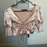 Pink Satin Puff Sleeve Top