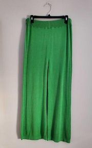 Women's Green Knit Loose Lounge Wide Leg Sweater Pants M