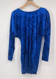 Torn by Ronny Kobo Dress Womens Large Blue Sasha Crushed Velvet Mini Bodycon