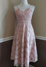 NEW Champagne & Strawberry Blush Pink Lace Spaghetti Strap ModCloth Dress Medium