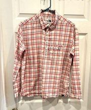 Popover 1/2 button down Plaid Shirt size Large