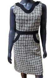 Milly Of New York Womens Wool Tweed Sleeveless Sheath Dress Black & White Size 4