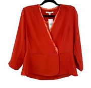 Cabi Womens Size 4 Jane Blazer Jacket Red Crossover V-Neck Surplice 3/4 Sleeve