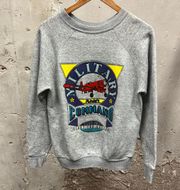 Vintage 1980s Gray Military Command Aircraft  Sweatshirt Crewneck Medium M