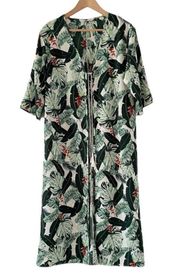 Rachel Zoe Palm Print Kimono Duster Swim Coverup One Size