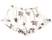 Honey Punch Womens Pull On Comfy Basic Loungewear Ruffle Shorts Floral White S