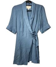 Brochu Walker Women's XS Halsey Wrap Dress Blue Short Sleeve V-Neck Mini