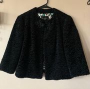 Behnaz Sarafpour For Target Black Faux Fur Velvet Jacket/Cape Size M