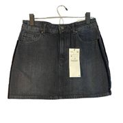 ZARA  Faded Black Mid Rise Cotton Blend Denim Jean Classic Mini Skirt Women Sz M