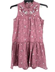 Coco + Jaimeson Embroidered Lace Boho Mini Dress Womens Size Medium Purple