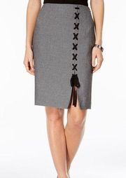 Nine West Gray Lace-Up Pencil Skirt Size 14