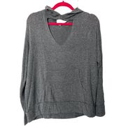 LNA Revolve Women's Gray Long Sleeve Cut Out V Neck Hoodie Size Small