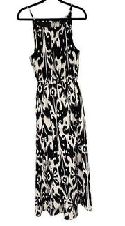 Athleta Black & White Ikat Bloom Ripple Maxi Dress, Sz XS