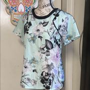 1. STATE t shirt with zipper & floral design womens small