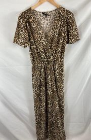 NWOT 19 Cooper Leopard Print Surplice Neck Jumpsuit Size small