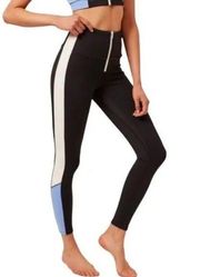 Solid & striped black white and blue workout leggings