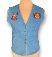 Vintage Harley Davidson Denim Vest Medium Wash Utah Chapter Motorcycle Patches