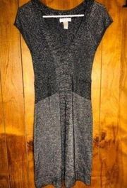 Kenar Gray Silver Shimmer Metallic Sweater Dress Women's Size Small