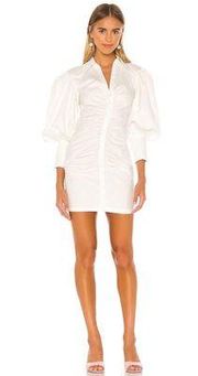 Grant Balloon Sleeve Ruched Dress White  6