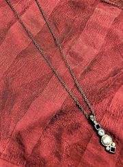 Garnet and Cultured Pearl Pendant Necklace