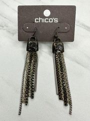 Chico's Sum Dangle Silver and Gold Tone Earrings Pierced Pair