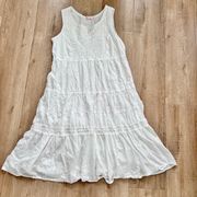 Women’s Sleeveless Tiered Chemise Embroidered Dress White Size XS Lined