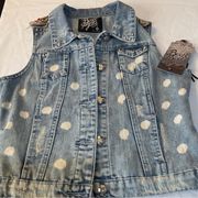 NWT - Boom Boom - Denim Vest - Size Small - Distressed Acid Wash - 100% Cotton