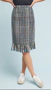[Anthropologie] Maeve Tweed Fringed Pencil Skirt