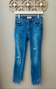 Free People  Great Heights Frayed Skinny Denim Jeans Blue Sz 26