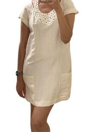 NWT ARMANI EXCHANGE Embellished White Linen Shift Dress US 4