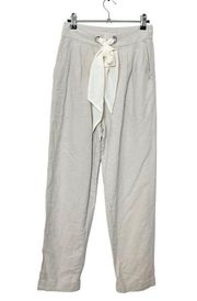 L'Academie Mina Linen Cotton Bow Tie Pants Cropped Neutral Women’s Size XS New