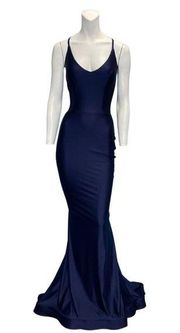 Jessica Angel Ruched Open Back Evening Gown Style 636 Navy Blue Size XS NWT