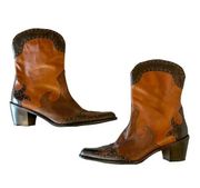 Stuart Weitzman Vintage Style Western Leather Cowboy Ankle Boots 9