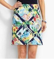 Talbots Tropical Traveler Print Skirt Womens Size 12 Vacation Floral Pineapple