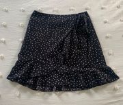 Black And White Polka Dot Wrap Skirt