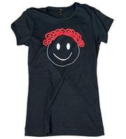 Custom Made Smiley Red Head Slim Cut Black T shirt Size Small