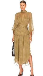 NWT  Elenora Open Back Midi Dress in Olive & Sand sz 6