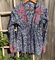 Athleta Ikat Embroidered Long Sleeve Swim Tunic S